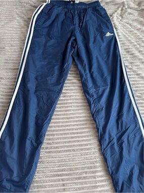 adidas Navy Blue Track Pants with White Stripes
